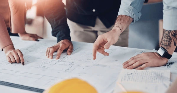 hands-architect-blueprint-sketch-clients-600nw-2499289957